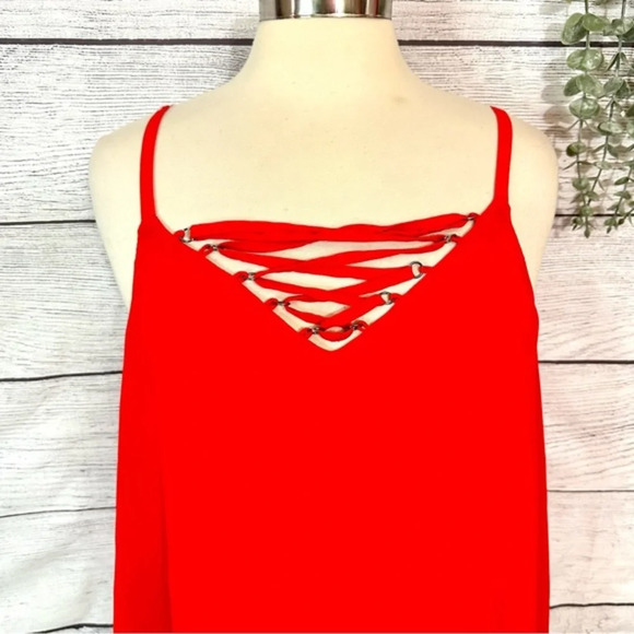 Torrid Strappy Front Double Layered Chiffon Cami Tank Top Red Plus Size 0 0X 12 - Picture 7 of 12